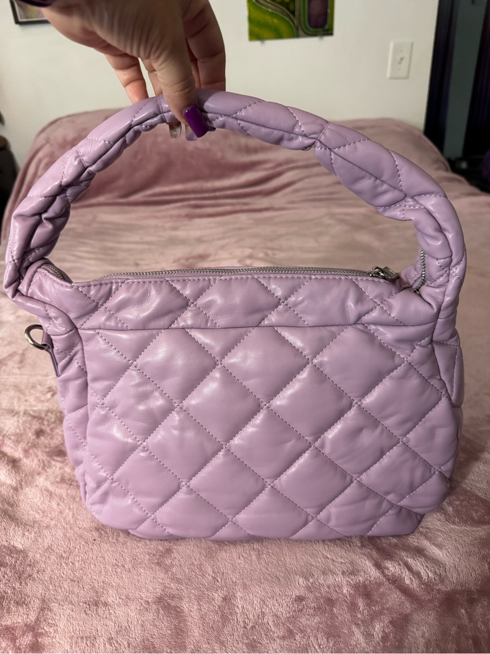 Steve Madden Quilted Lavender Shoulder Bag - Picture 9 of 10